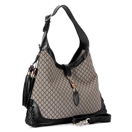 1:1 Gucci 218491 New Jackie Large Shoulder Bags-Black Diamante Fabric - Click Image to Close